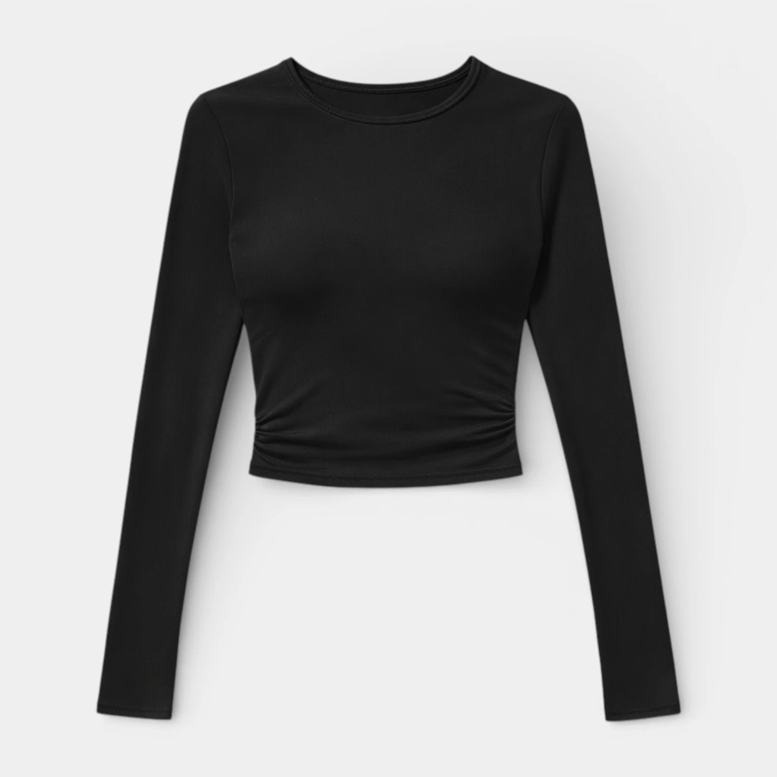 Top Court Femme Manches Longues – Taille Froncée Coupe Ajustée