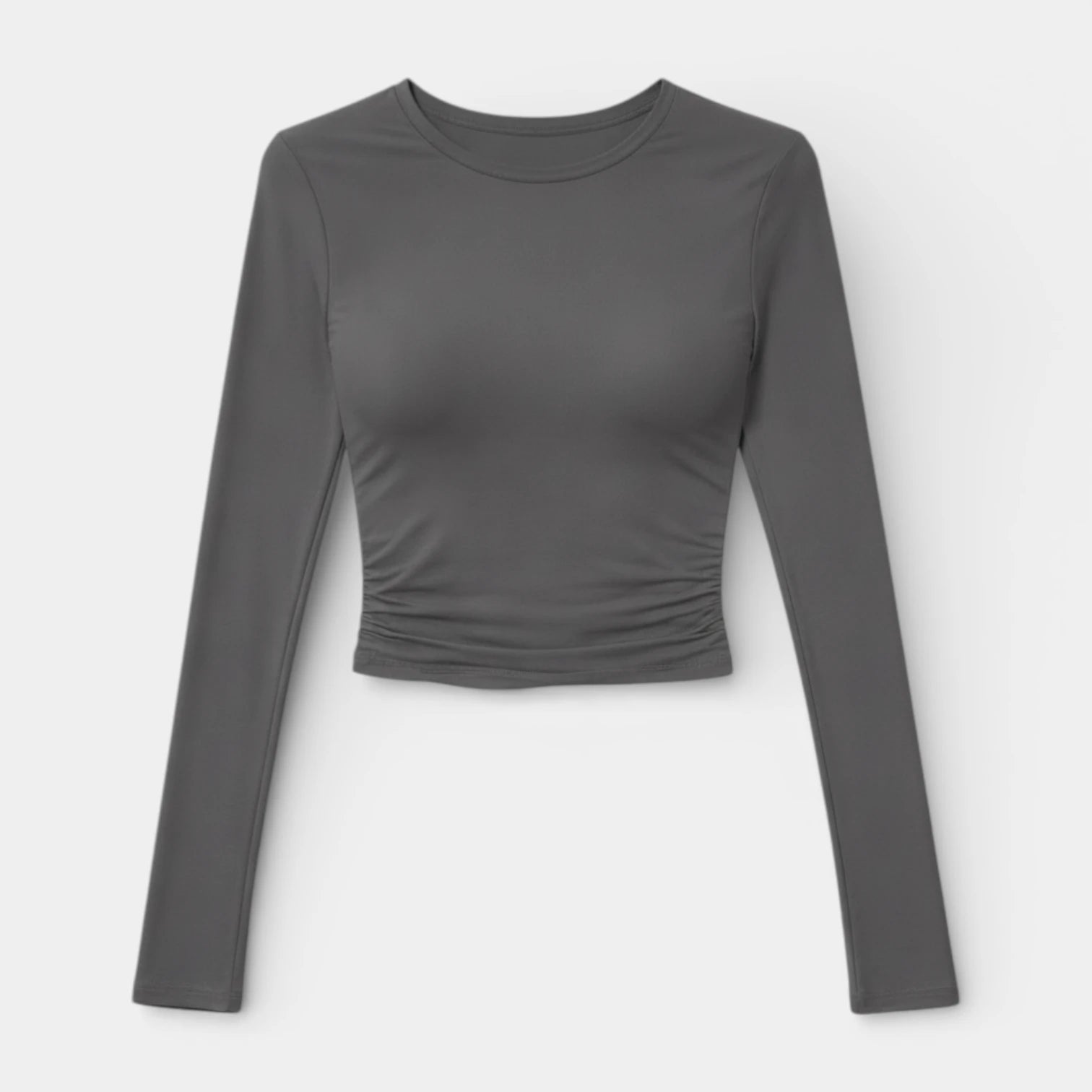 Top Court Femme Manches Longues – Taille Froncée Coupe Ajustée