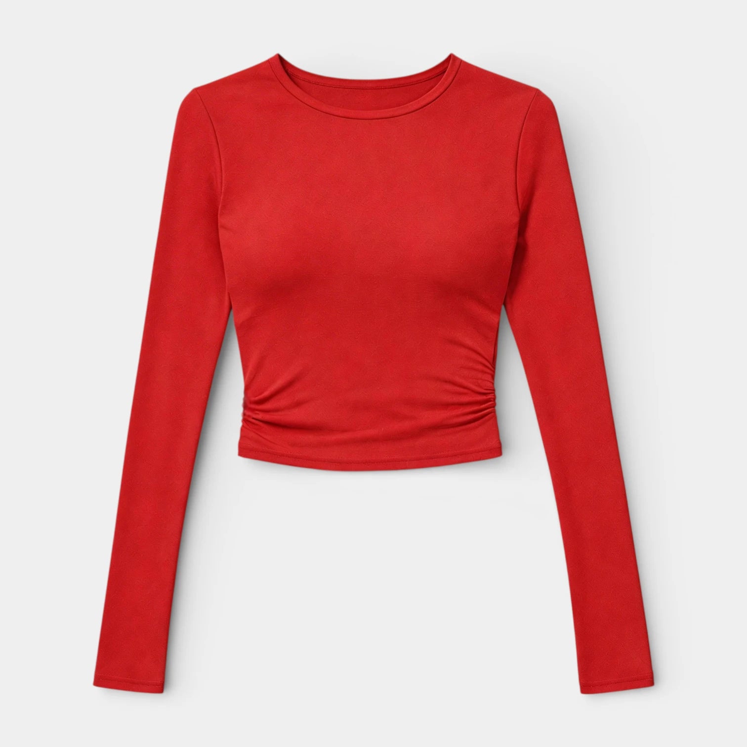 Top Court Femme Manches Longues – Taille Froncée Coupe Ajustée