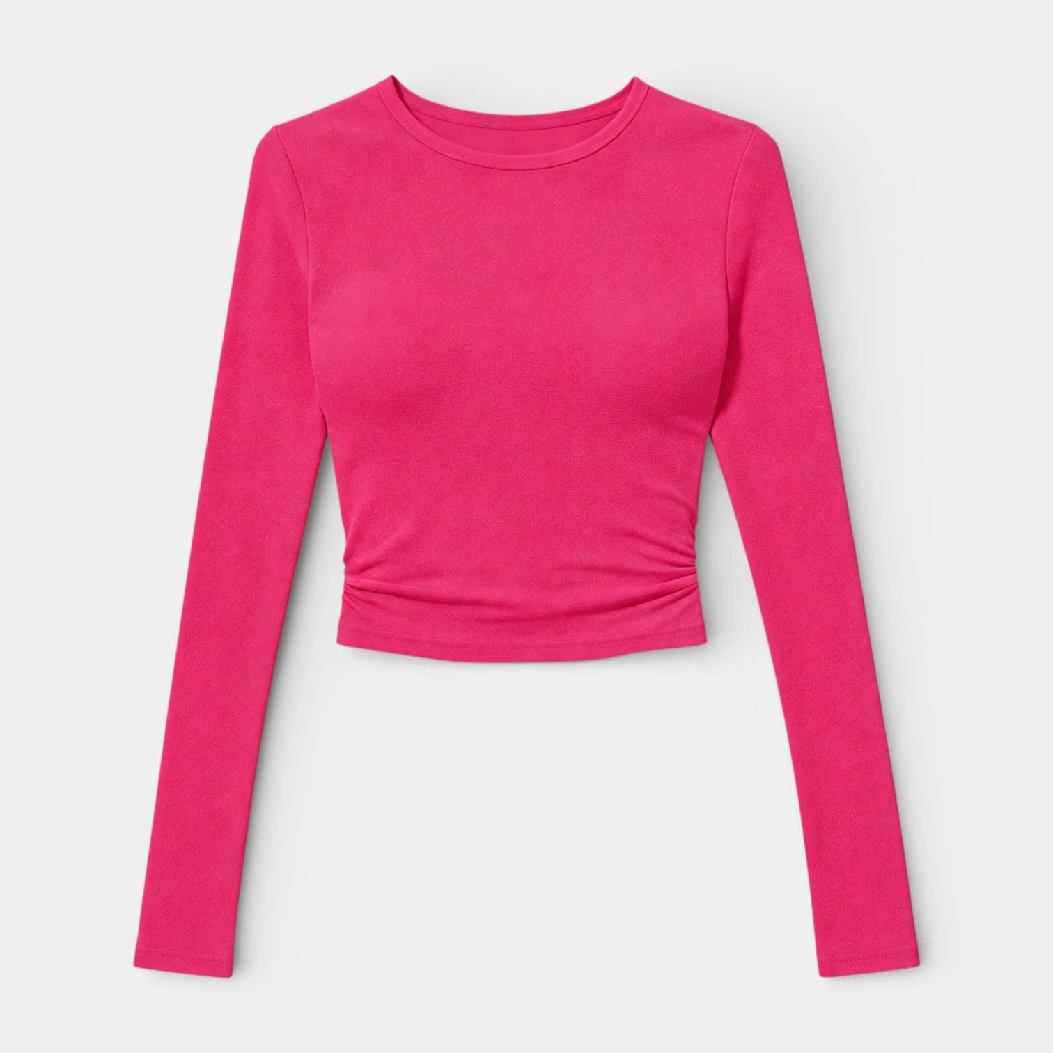 Top Court Femme Manches Longues – Taille Froncée Coupe Ajustée