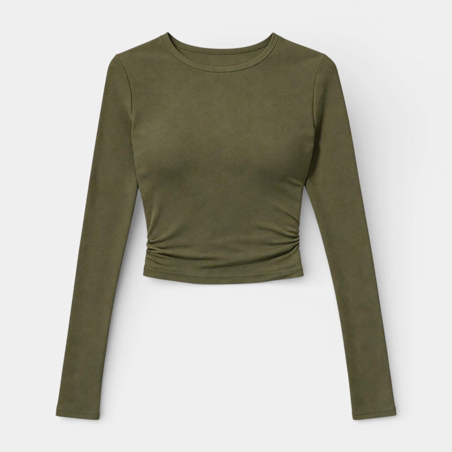 Top Court Femme Manches Longues – Taille Froncée Coupe Ajustée