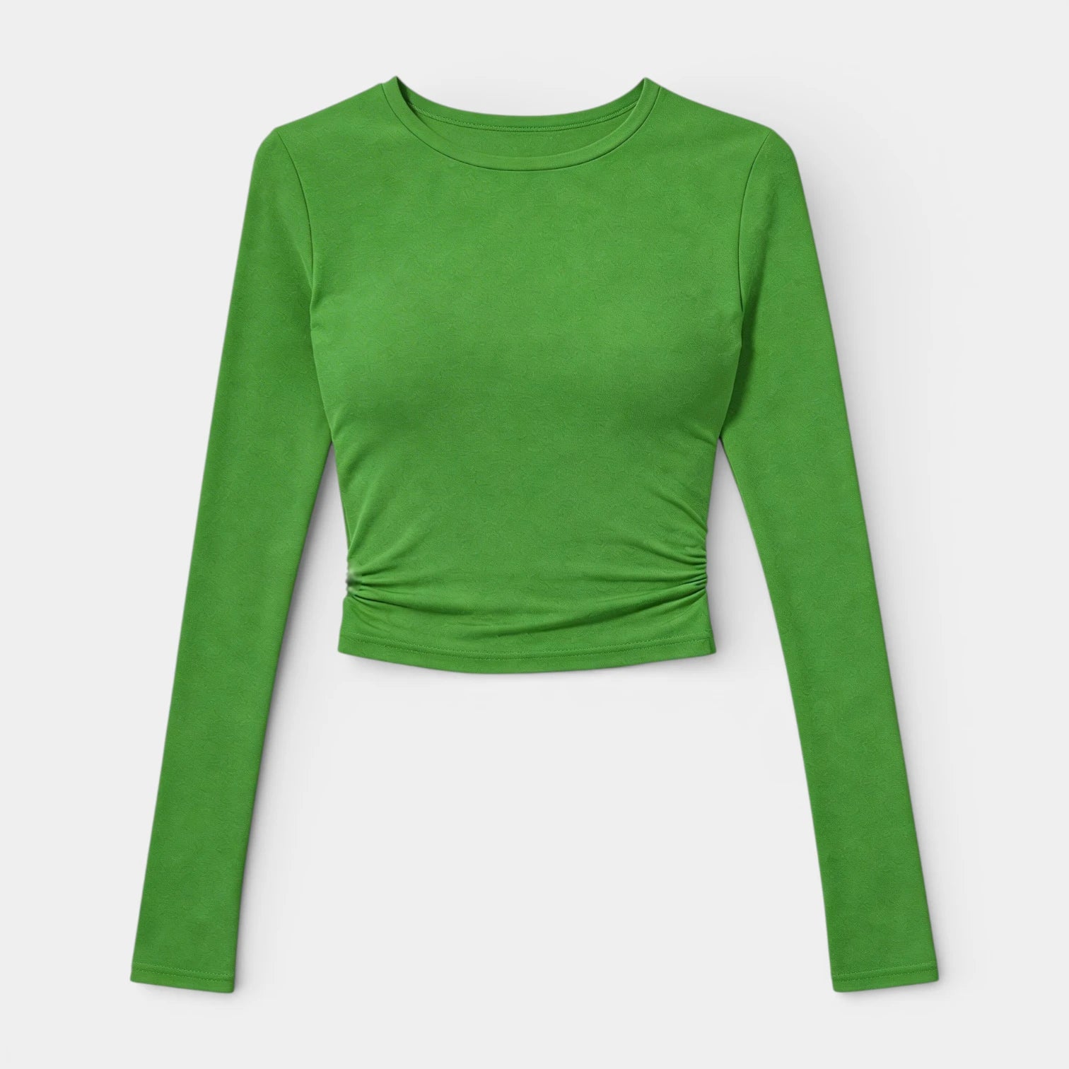 Top Court Femme Manches Longues – Taille Froncée Coupe Ajustée