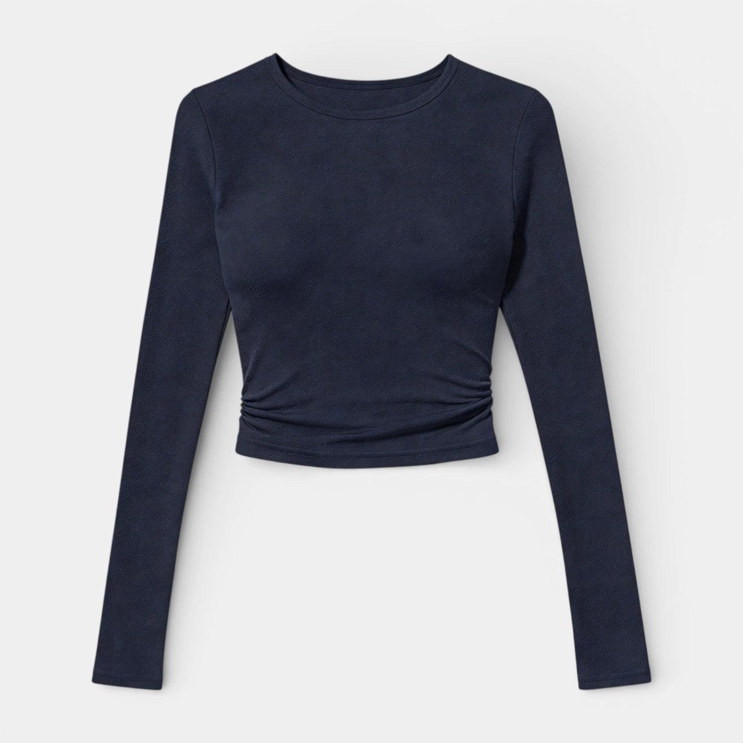 Top Court Femme Manches Longues – Taille Froncée Coupe Ajustée