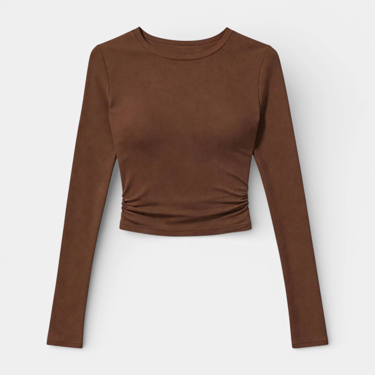 Top Court Femme Manches Longues – Taille Froncée Coupe Ajustée