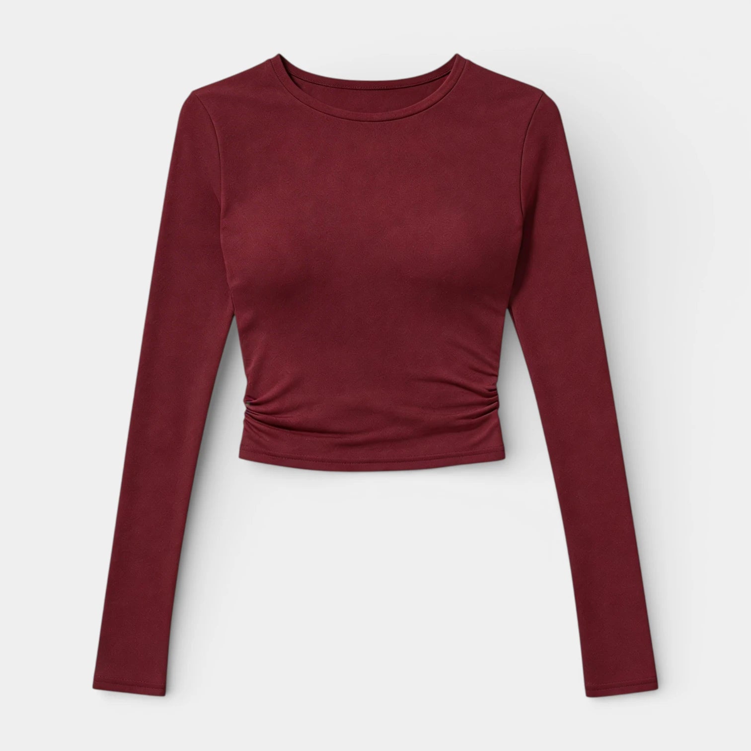 Top Court Femme Manches Longues – Taille Froncée Coupe Ajustée