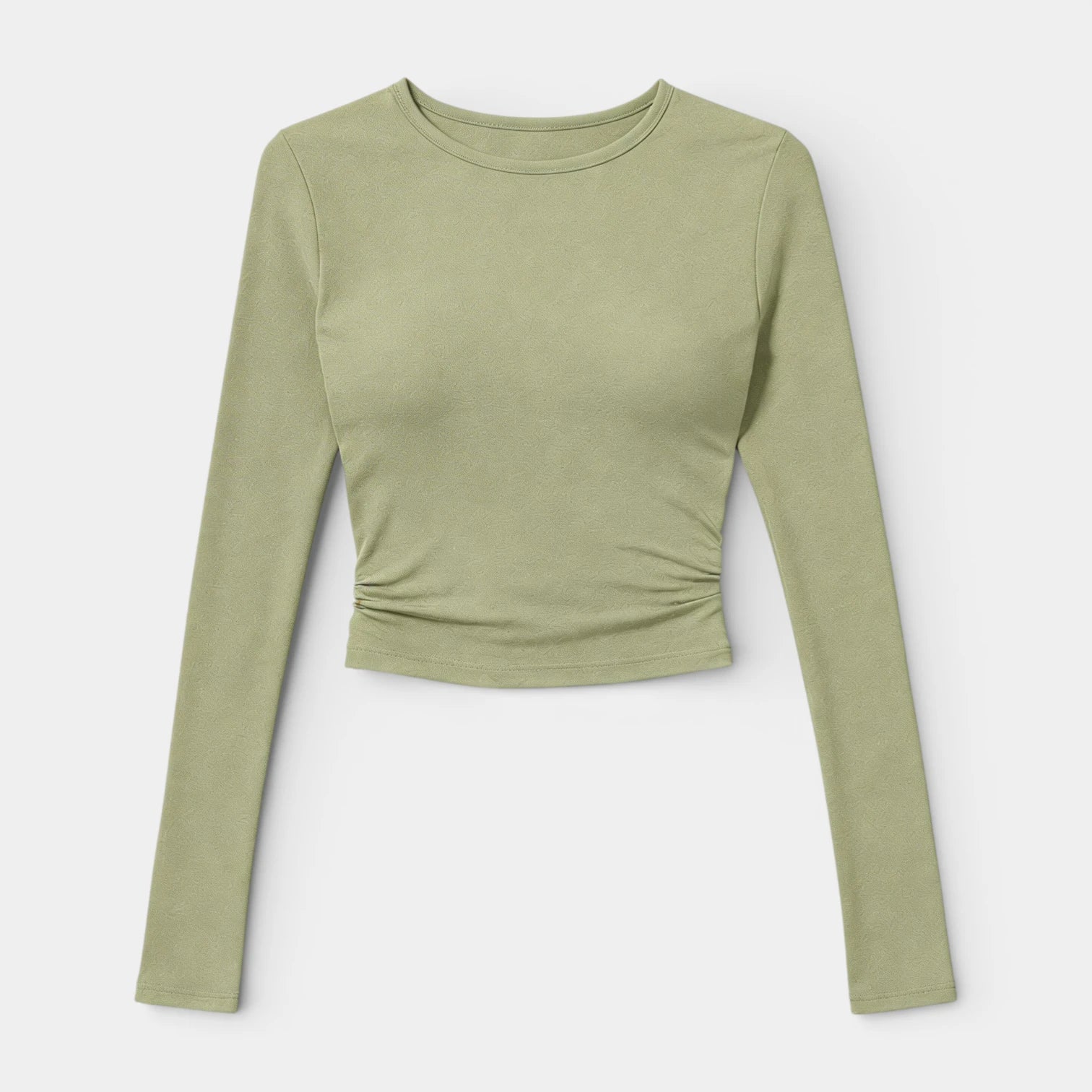 Top Court Femme Manches Longues – Taille Froncée Coupe Ajustée