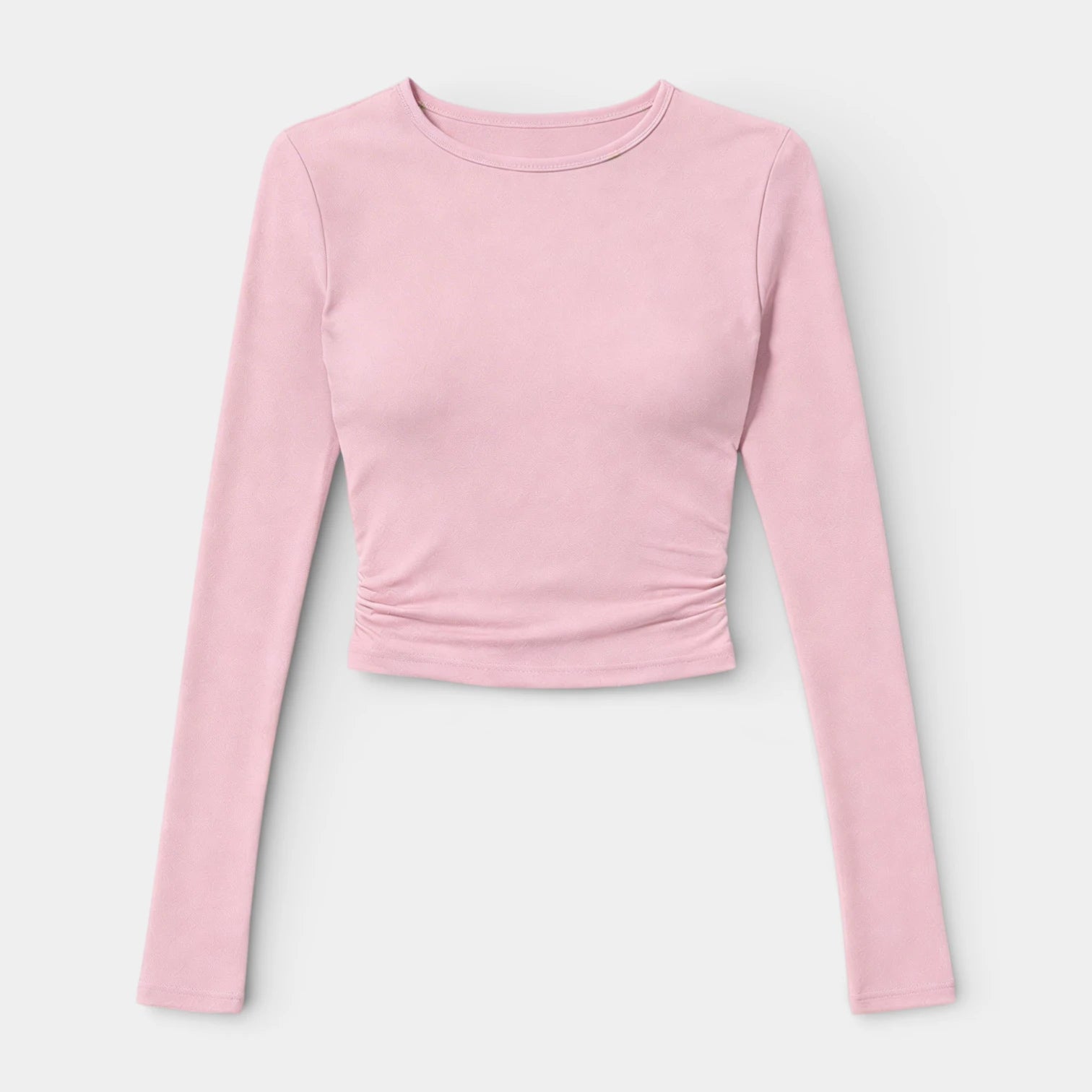 Top Court Femme Manches Longues – Taille Froncée Coupe Ajustée