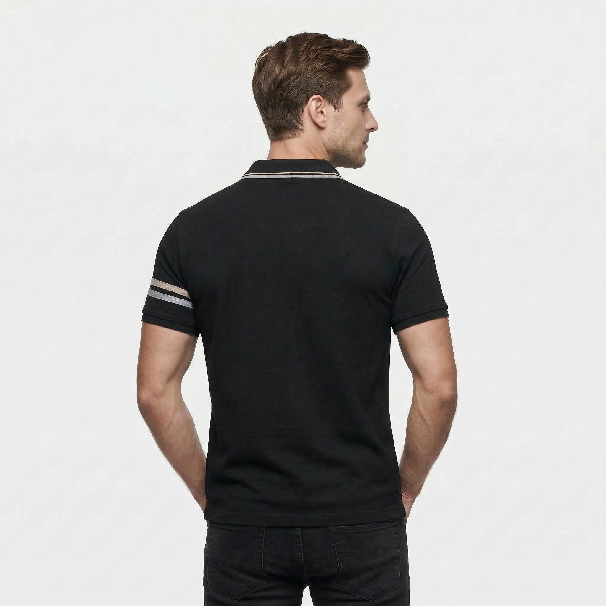 Polo Demi-Zip Rayé Coupe Régulière pour Homme