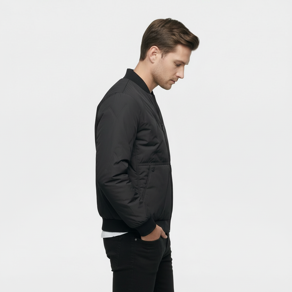 Blouson Aviateur Matelassé Pour Homme Avec Fermeture Éclair