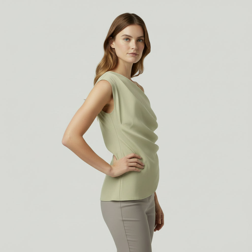 Blouse Femme Asymétrique Une Épaule – Détail Drapé et Fronces
