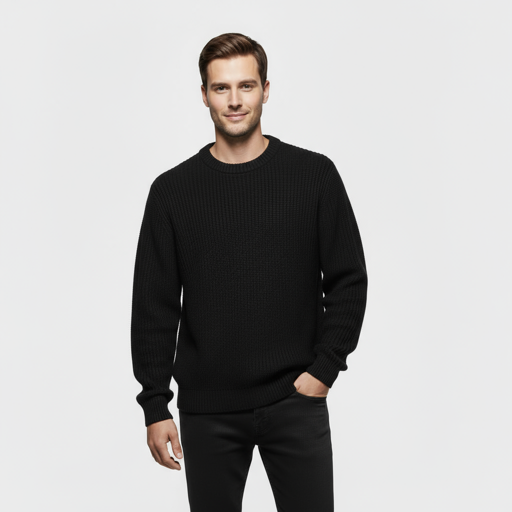 Pull homme à col rond – Maille texturée à coupe régulière