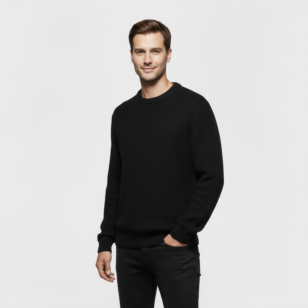 Pull homme à col rond – Maille texturée à coupe régulière