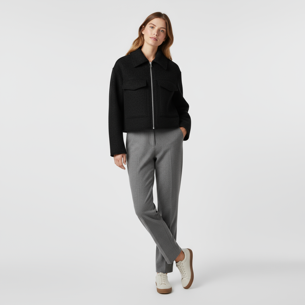 Veste Texturée Femme En Laine Mélangée