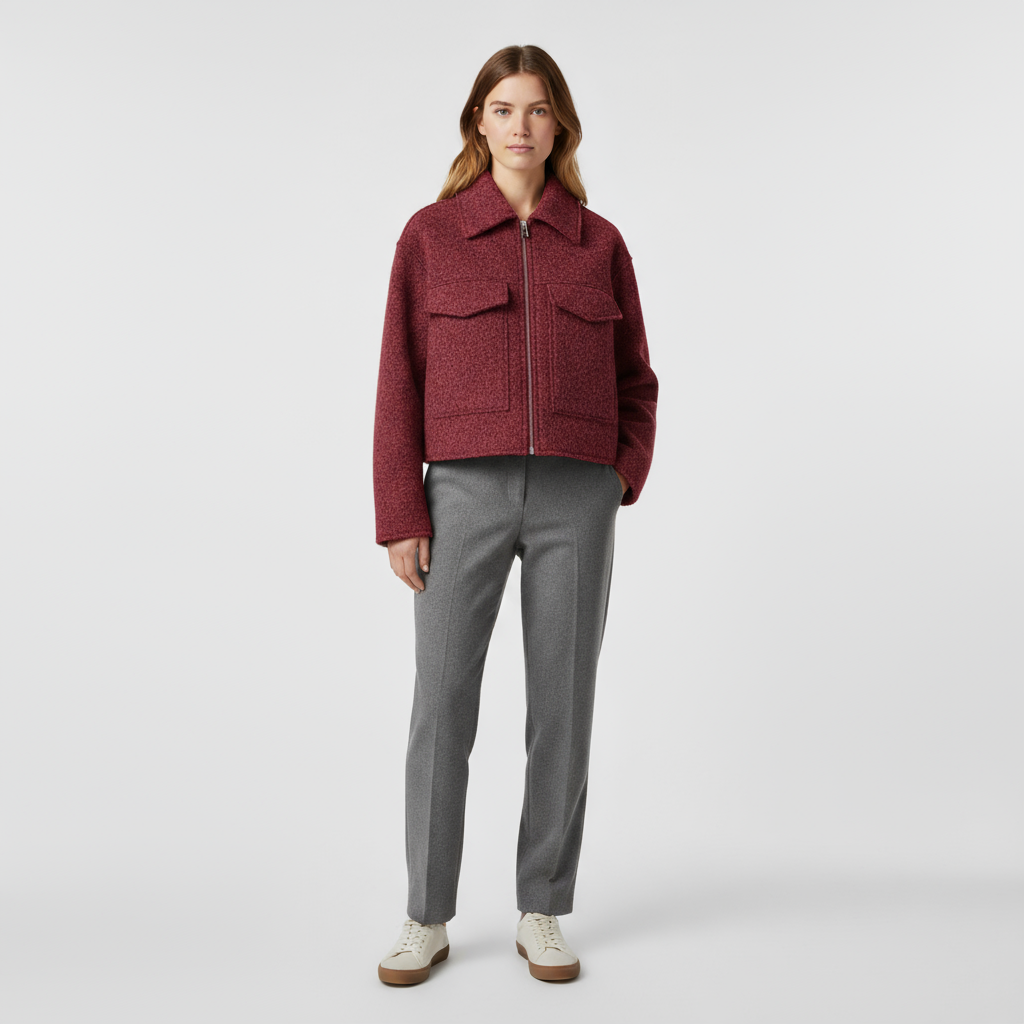 Veste Texturée Femme En Laine Mélangée