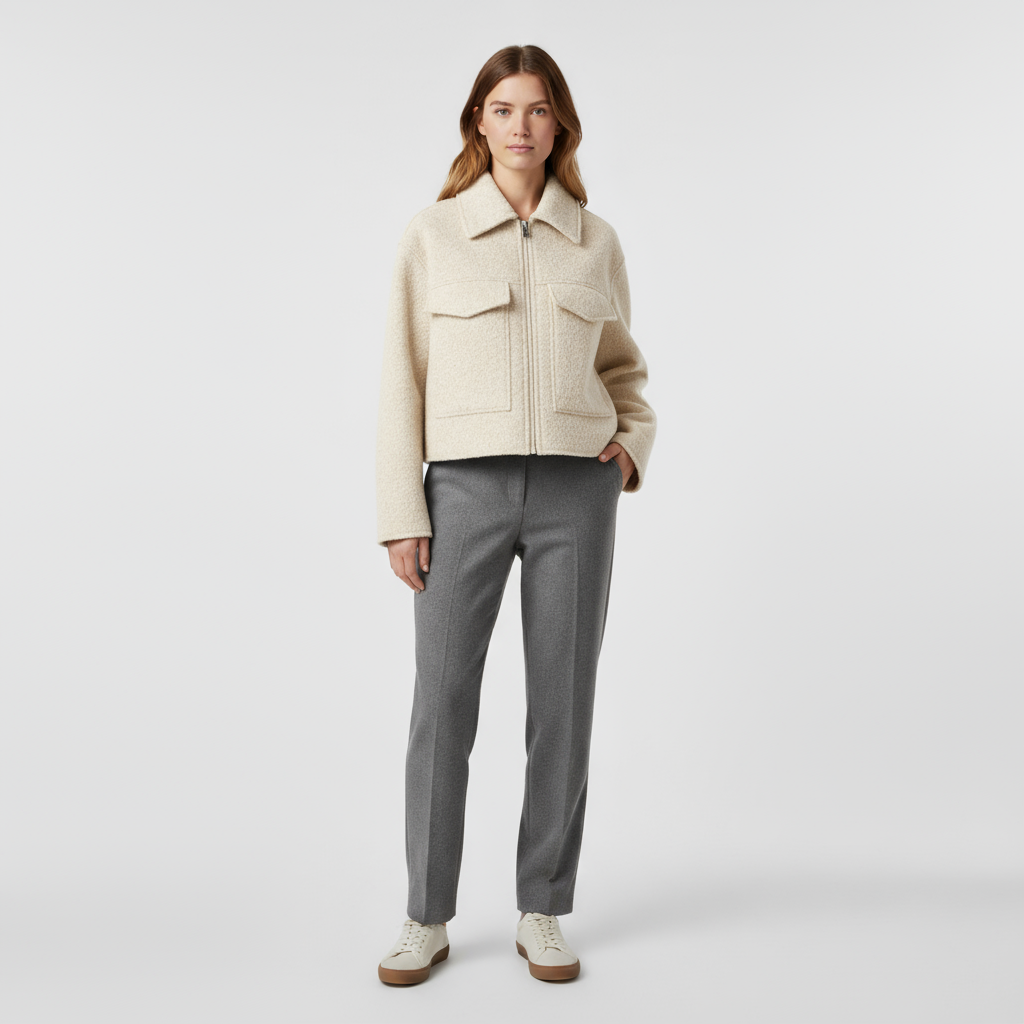 Veste Texturée Femme En Laine Mélangée