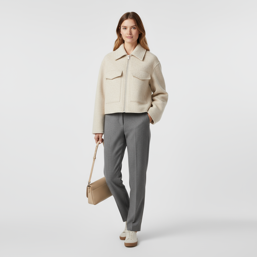 Veste Texturée Femme En Laine Mélangée