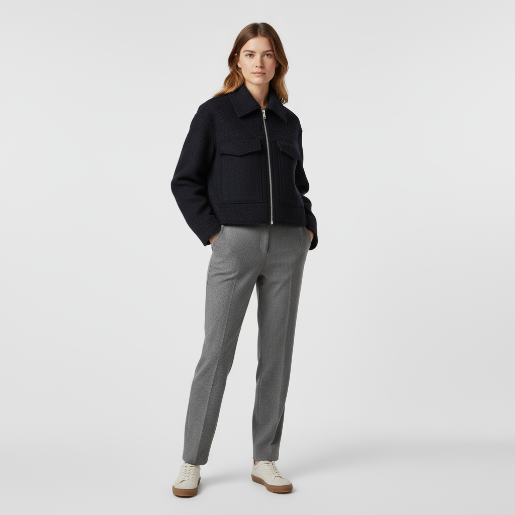Veste Texturée Femme En Laine Mélangée