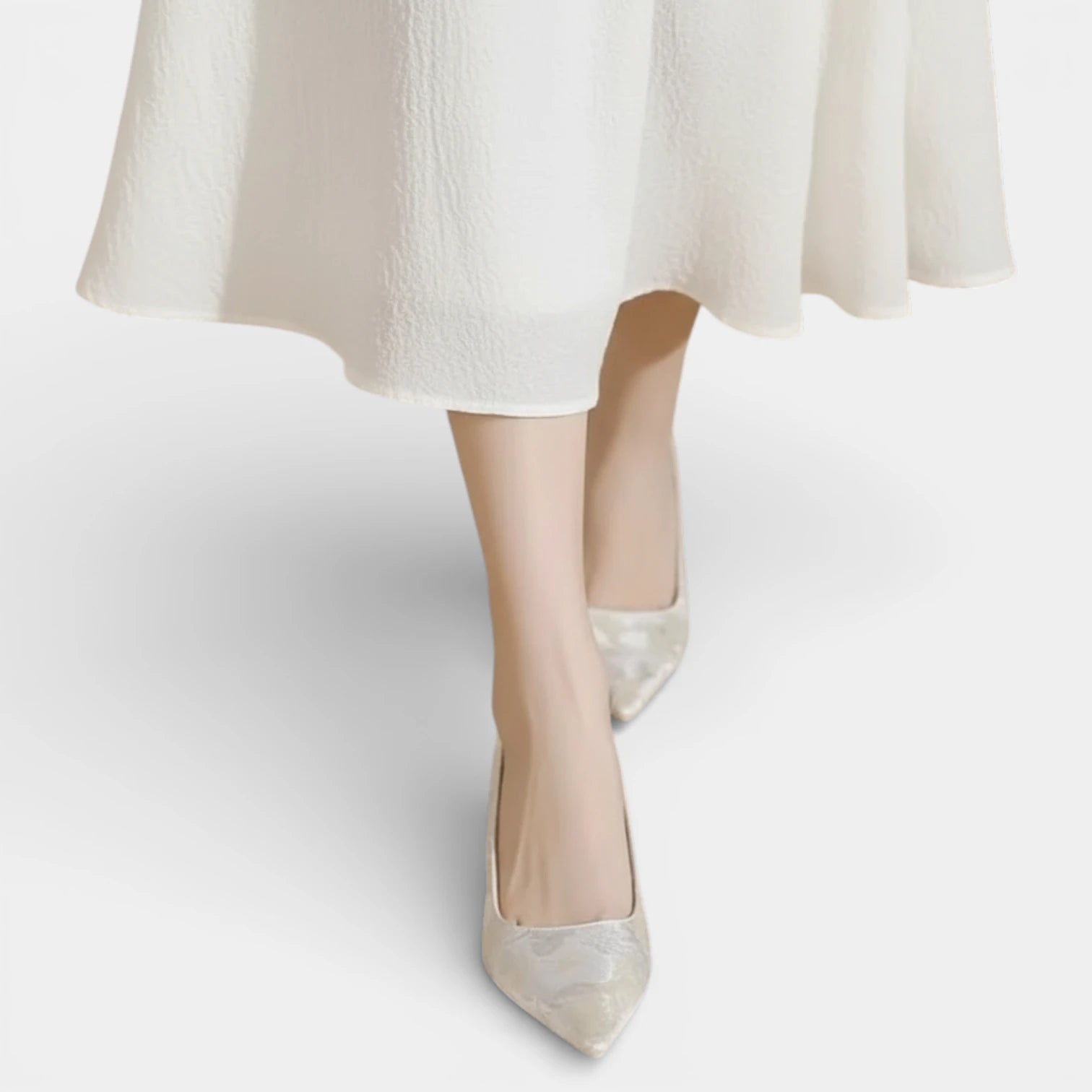 Escarpins Femme Slingback à Bout Pointu Maille Florale Talon Moyen