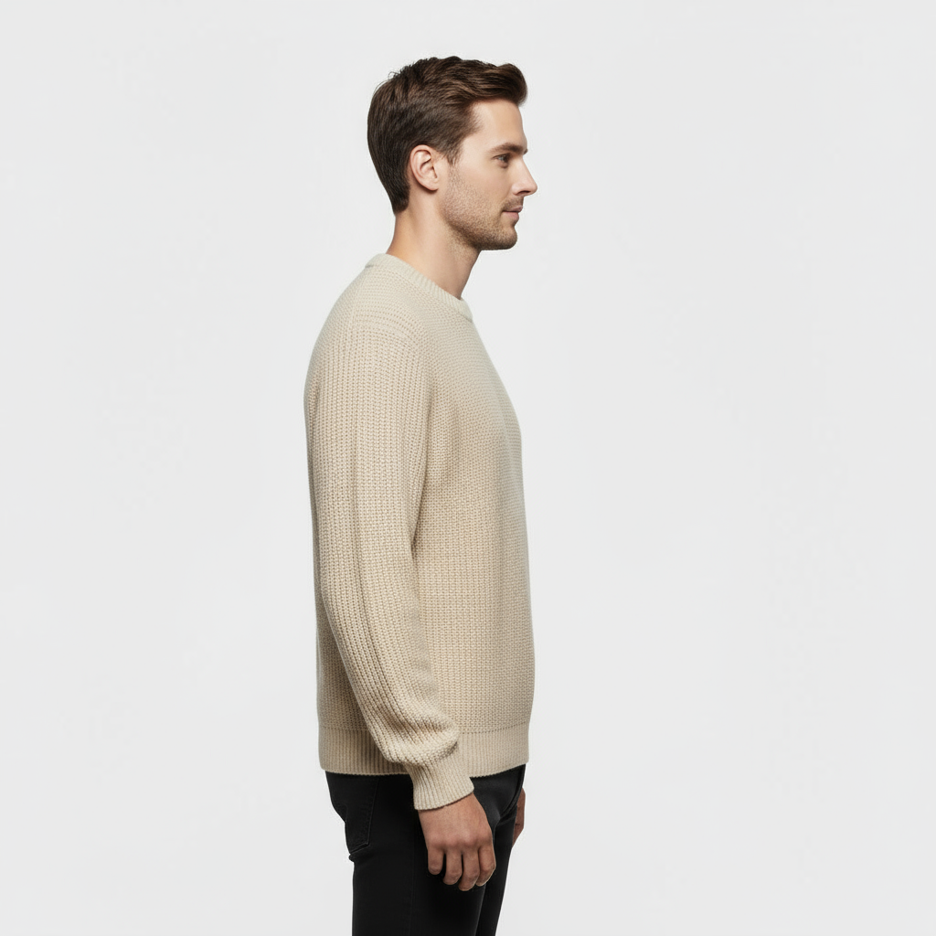 Pull homme à col rond – Maille texturée à coupe régulière