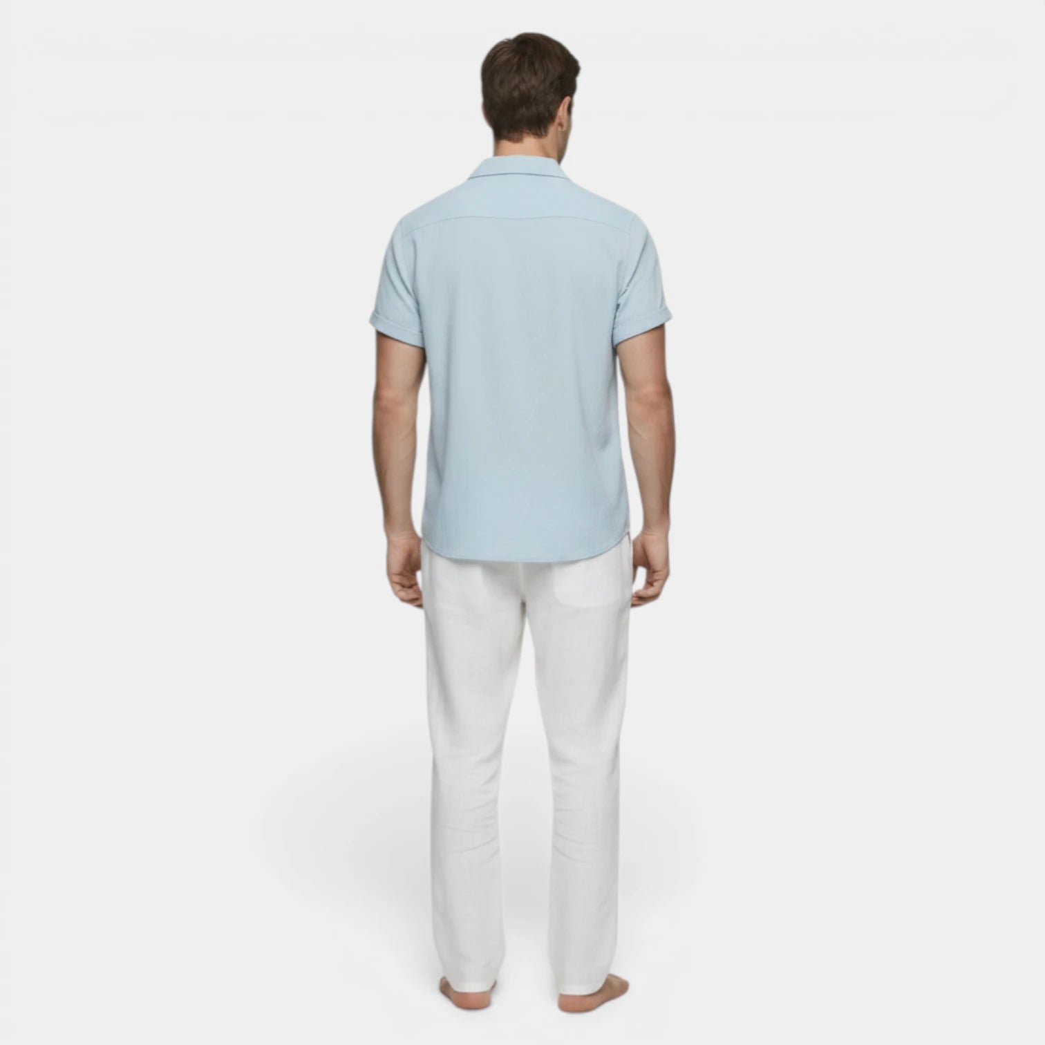 Men's Textured Open Collar Short Sleeve Shirt