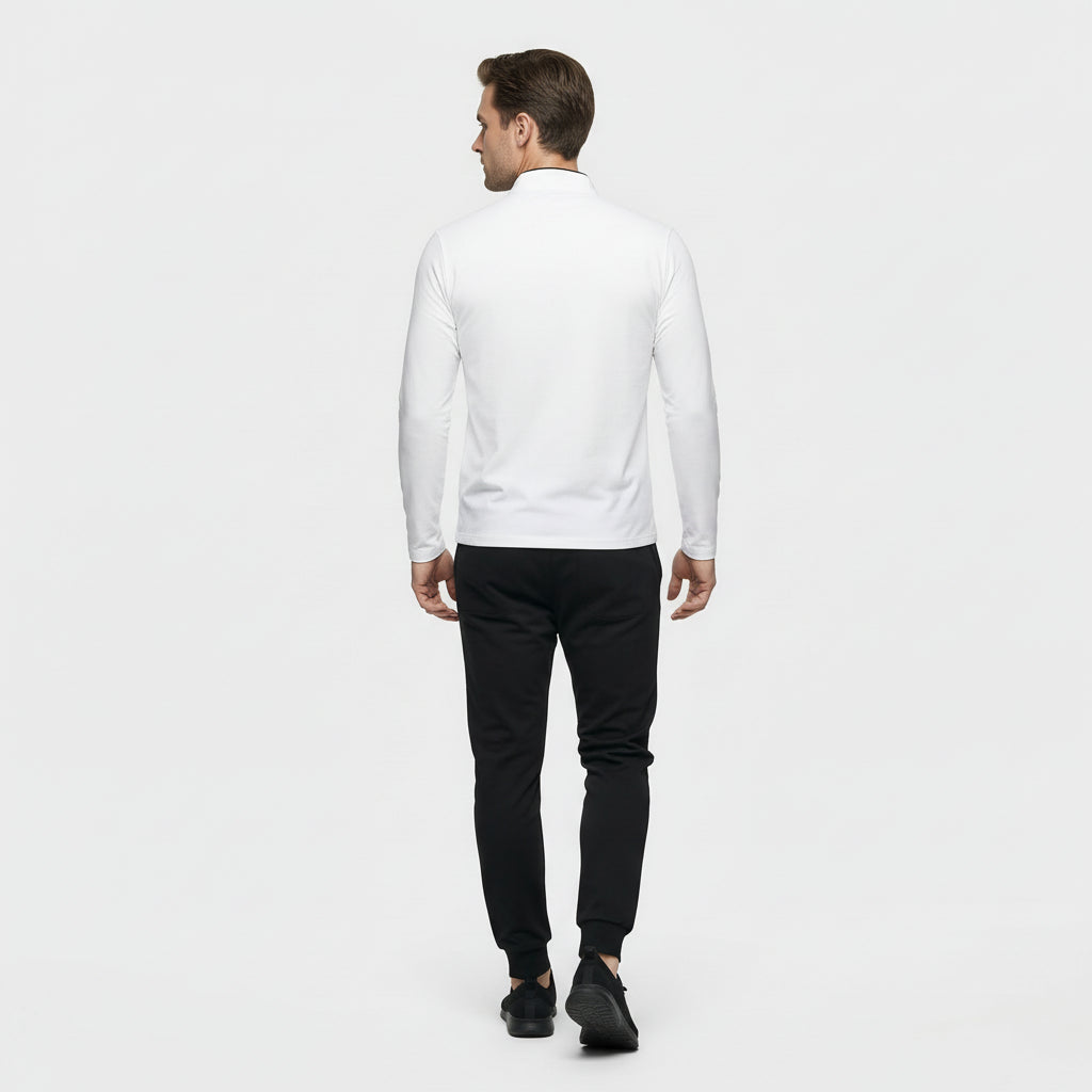 Haut Homme Manches Longues Demi-Zip Col Montant