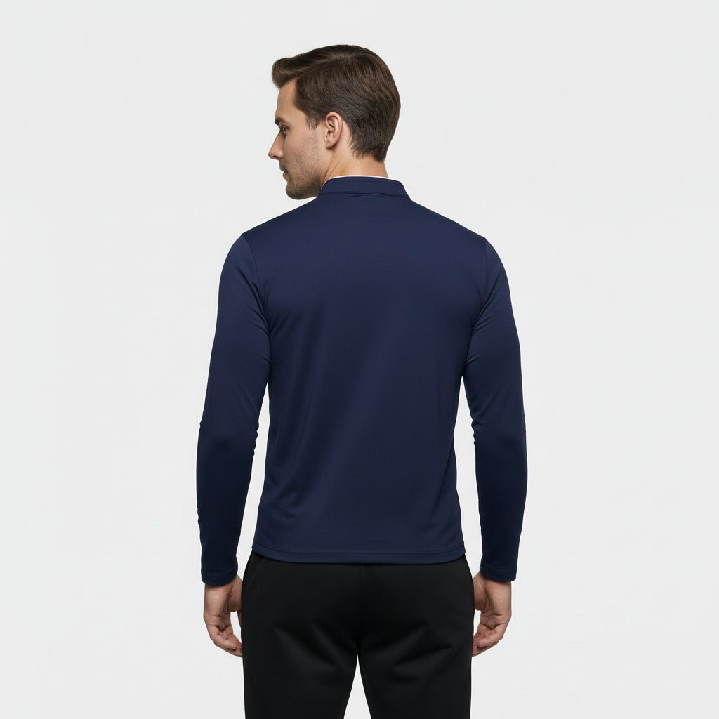 Haut Homme Manches Longues Demi-Zip Col Montant