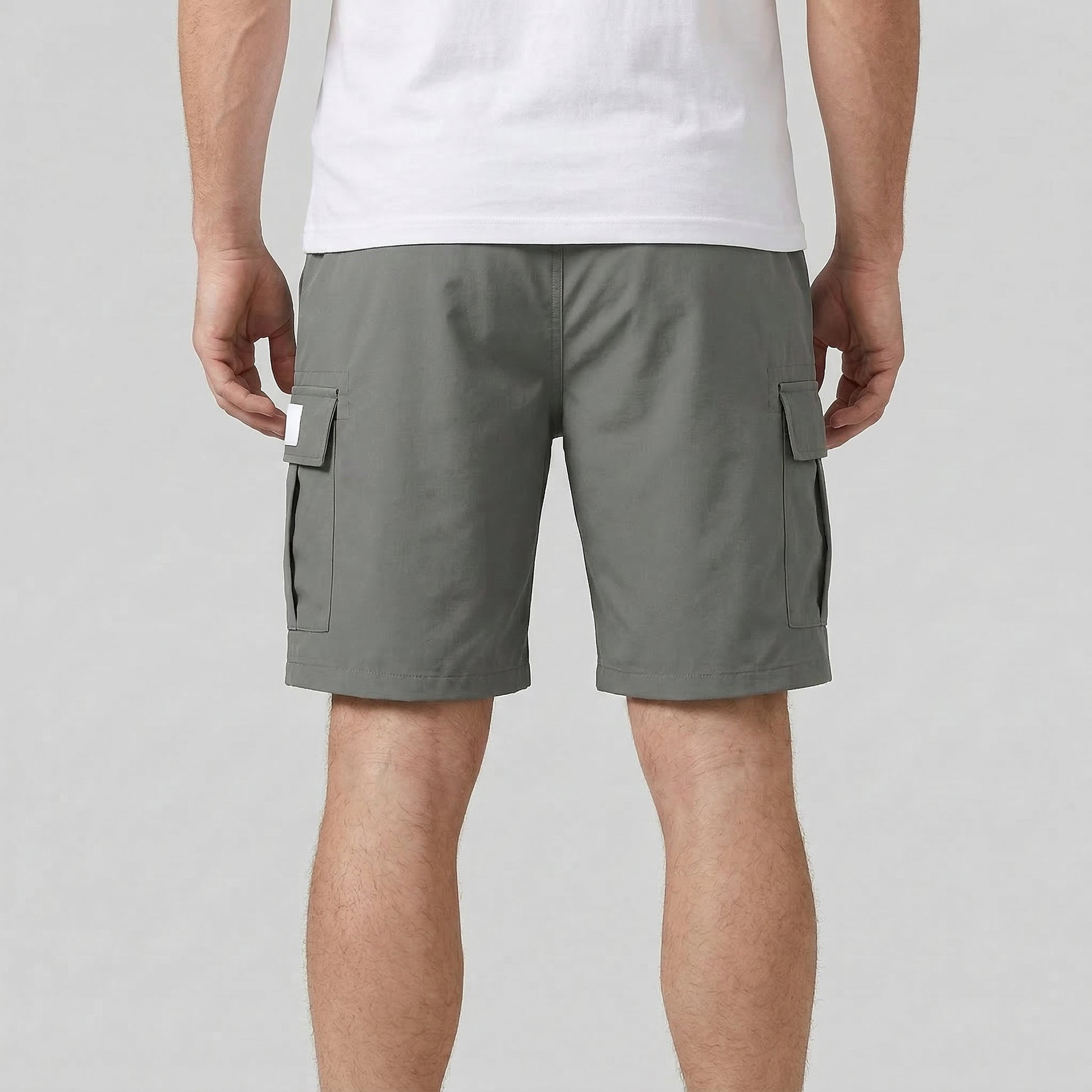 Men's Cargo Shorts with Elasticated Drawstring Waist and Flap Pockets