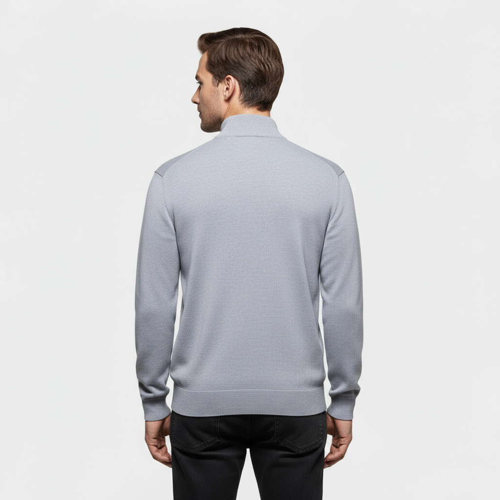 Pull Homme En Maille À Col Quart-Zip