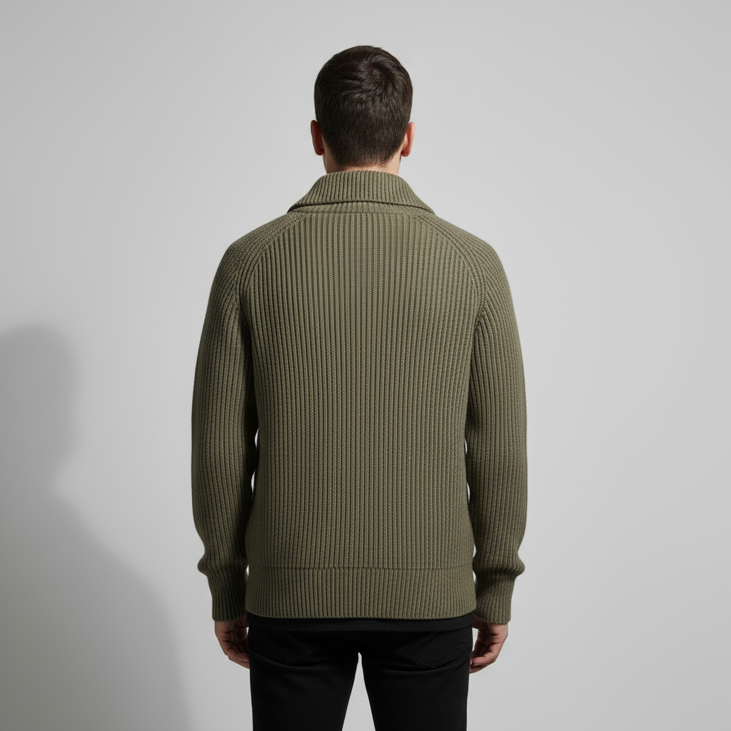 Pull Homme En Maille Zippé Intégral