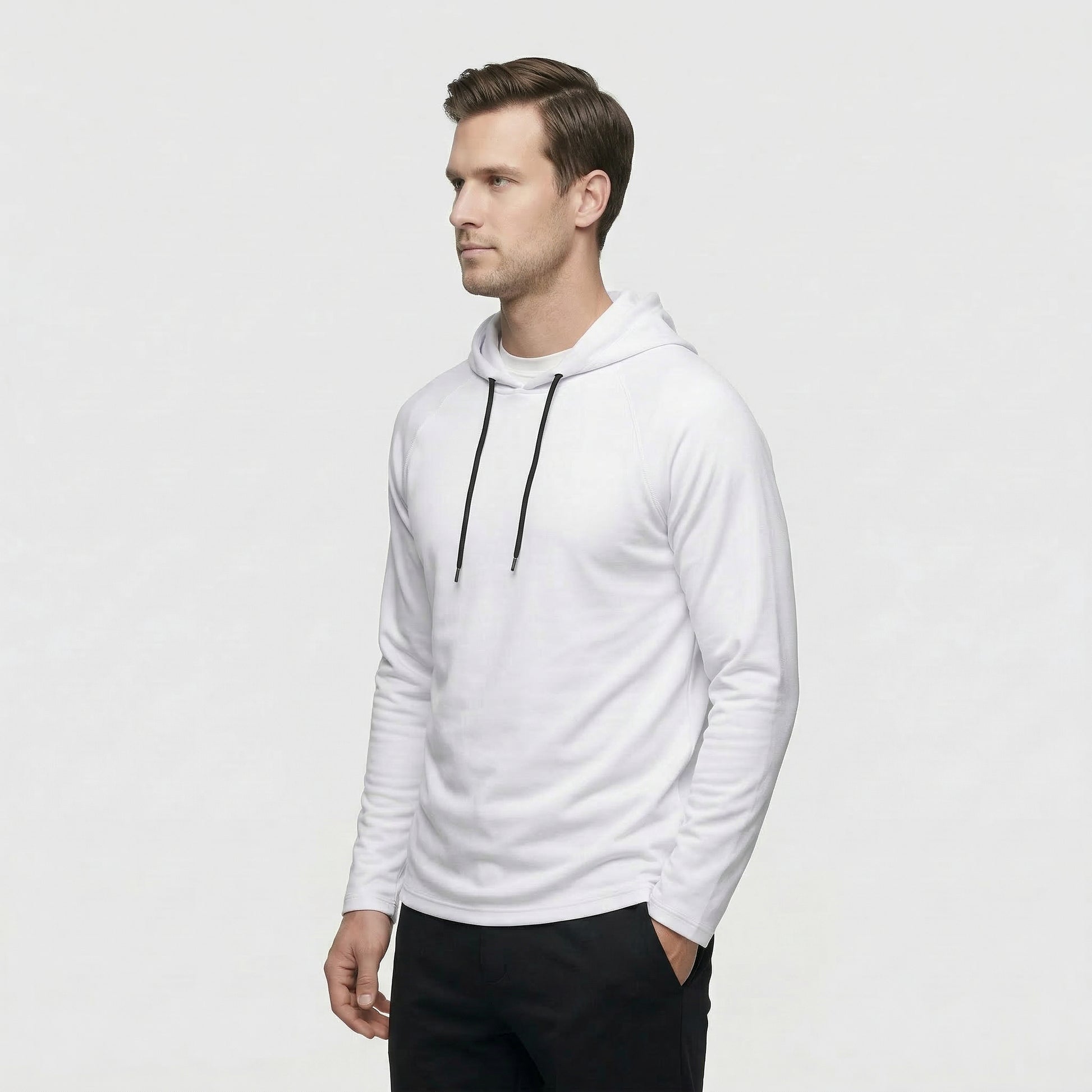 Sweat à Capuche Homme Uni à Manches Raglan