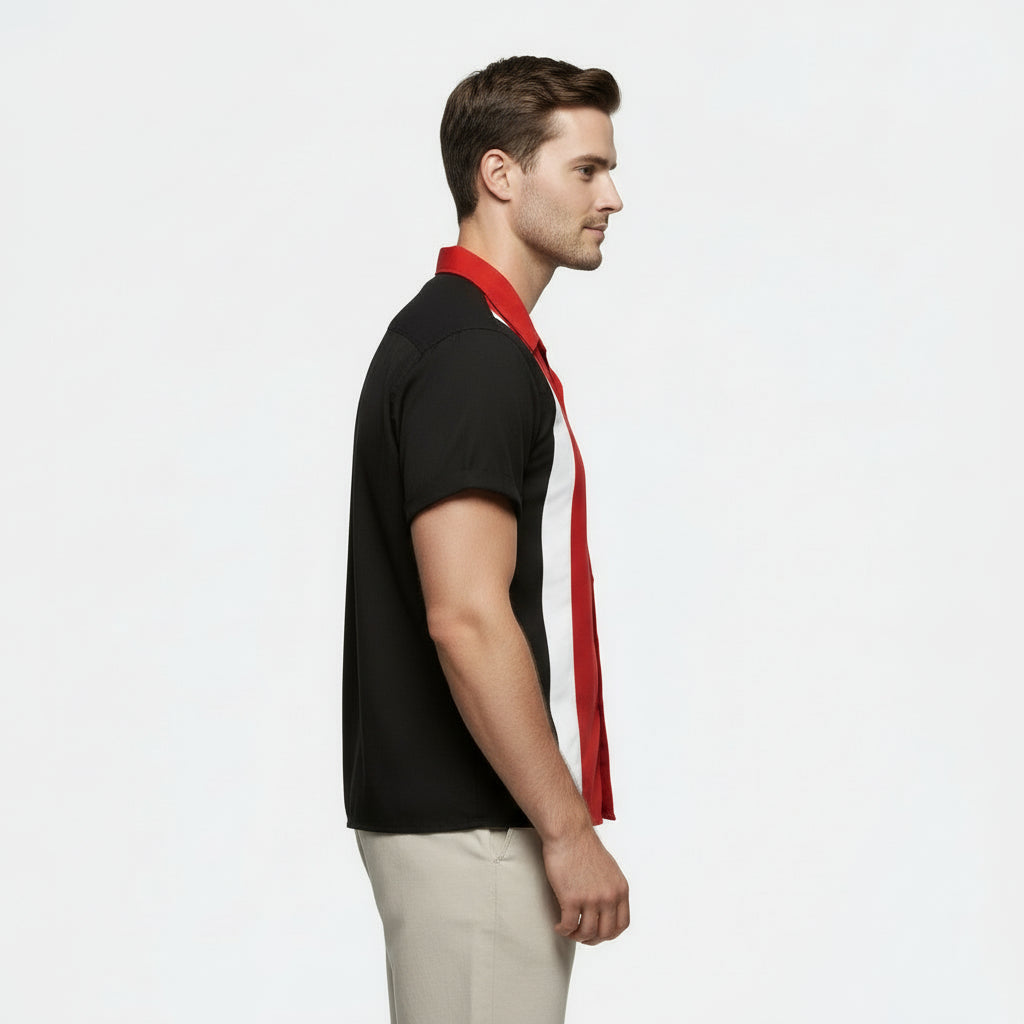Chemise Homme Manches Courtes Boutonnée Col Camp Coupe Régulière