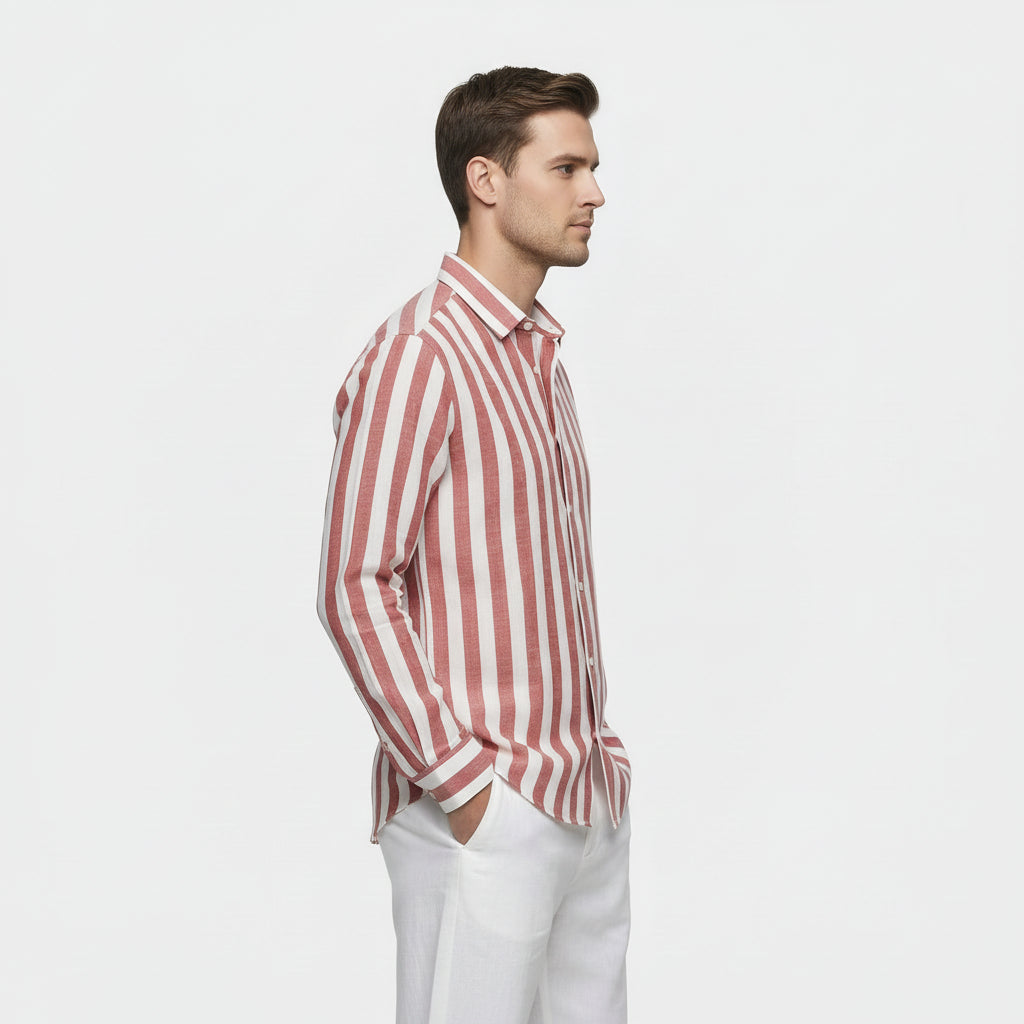 Chemise Homme à Rayures Verticales Boutonnée