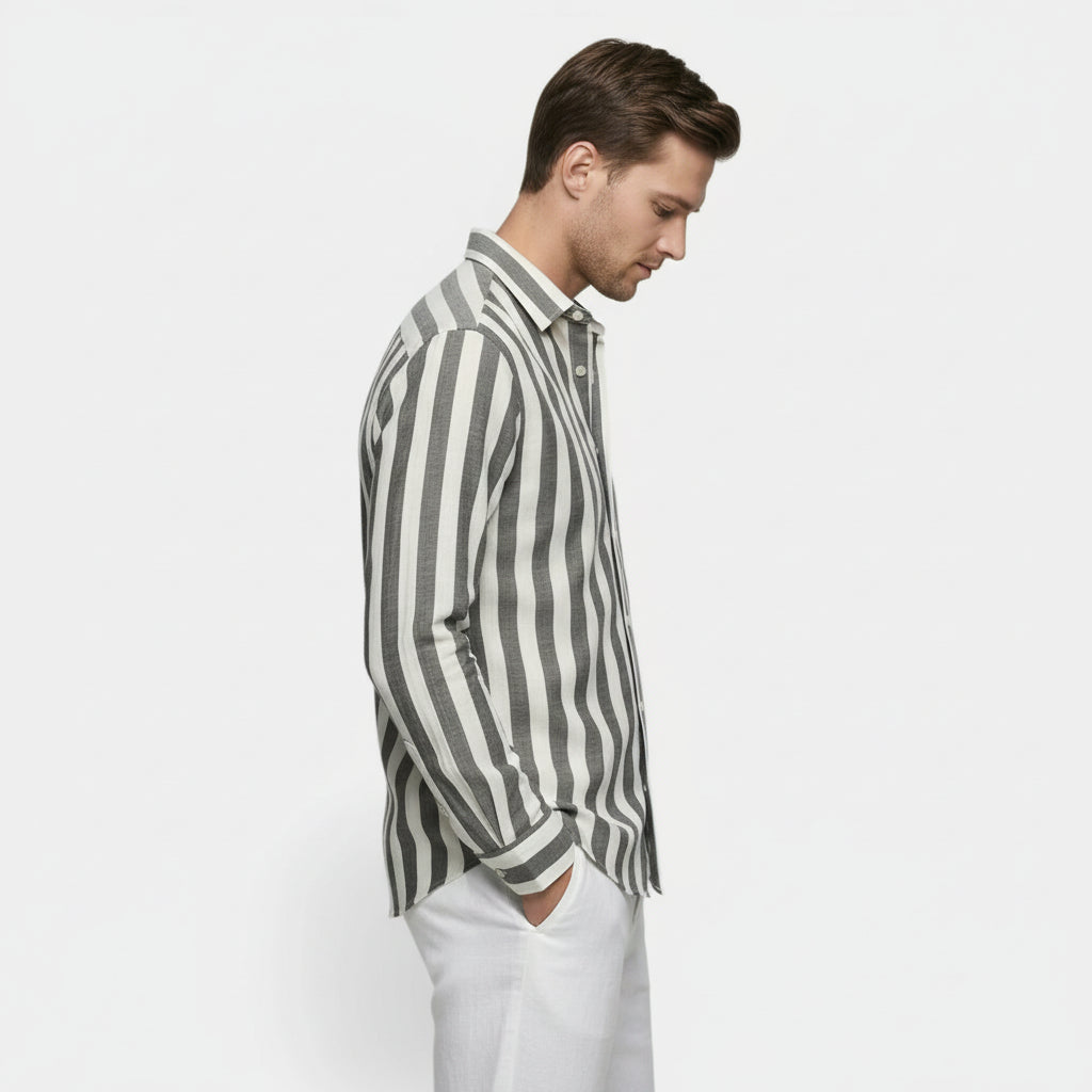 Chemise Homme à Rayures Verticales Boutonnée