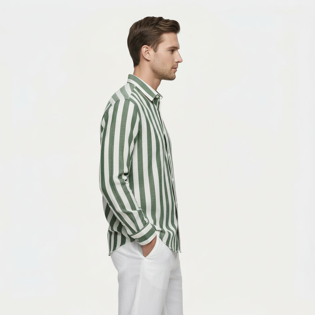 Chemise Homme à Rayures Verticales Boutonnée