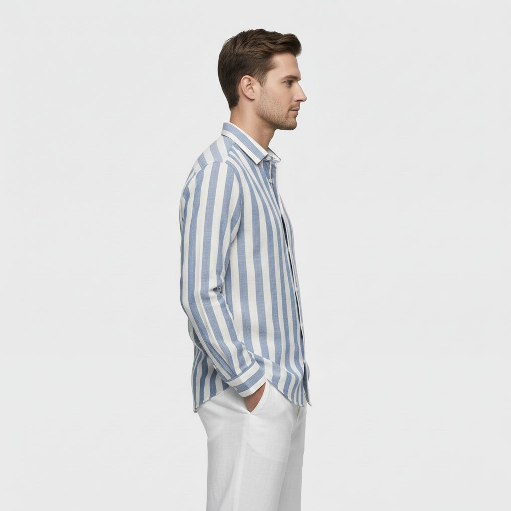 Chemise Homme à Rayures Verticales Boutonnée