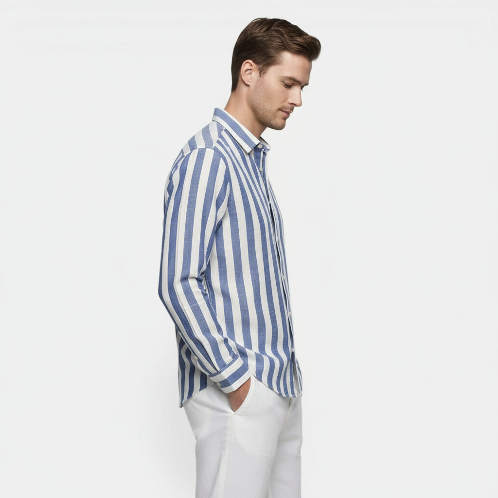 Chemise Homme à Rayures Verticales Boutonnée