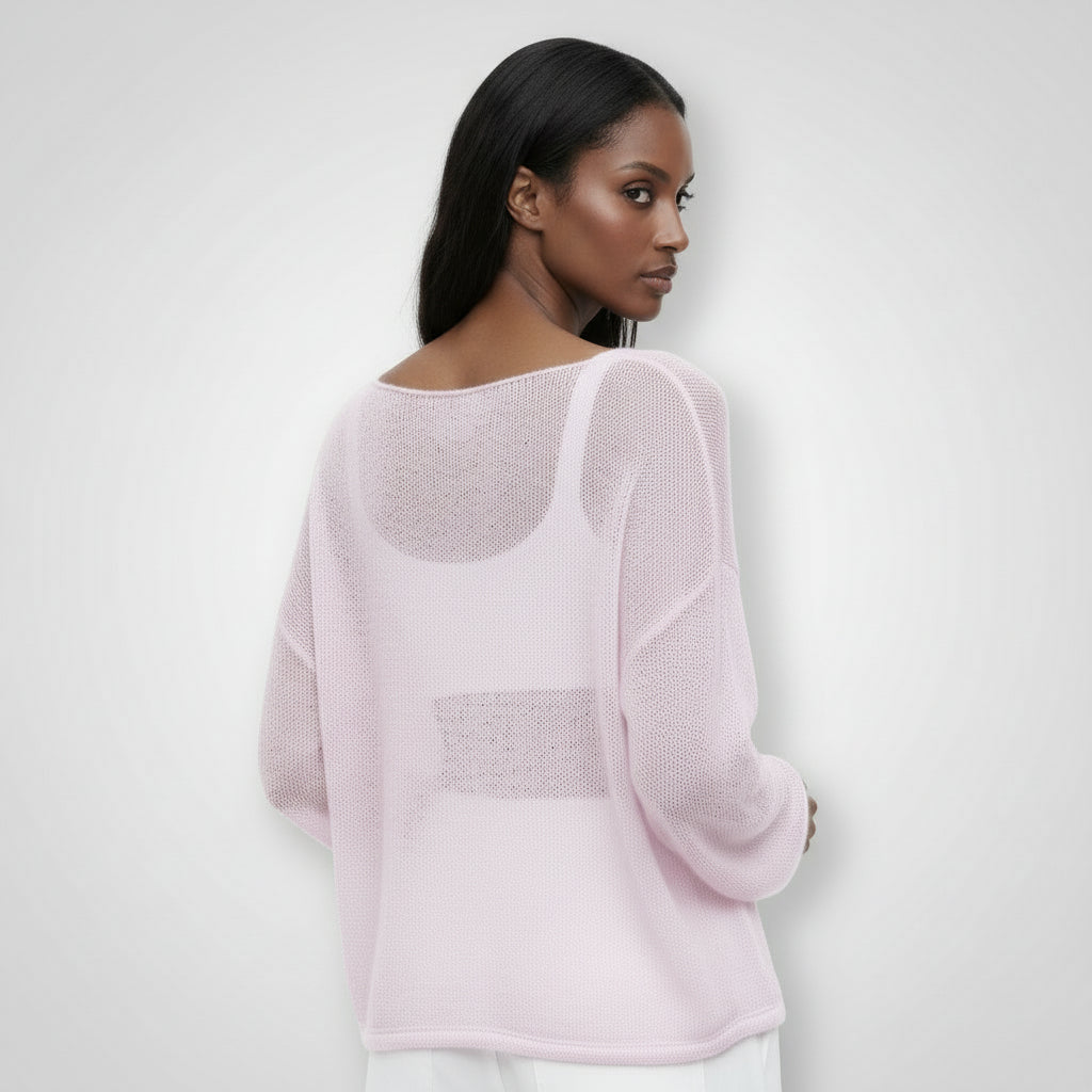 Pull Femme Maille Lâche – Col Large Coupe Décontractée
