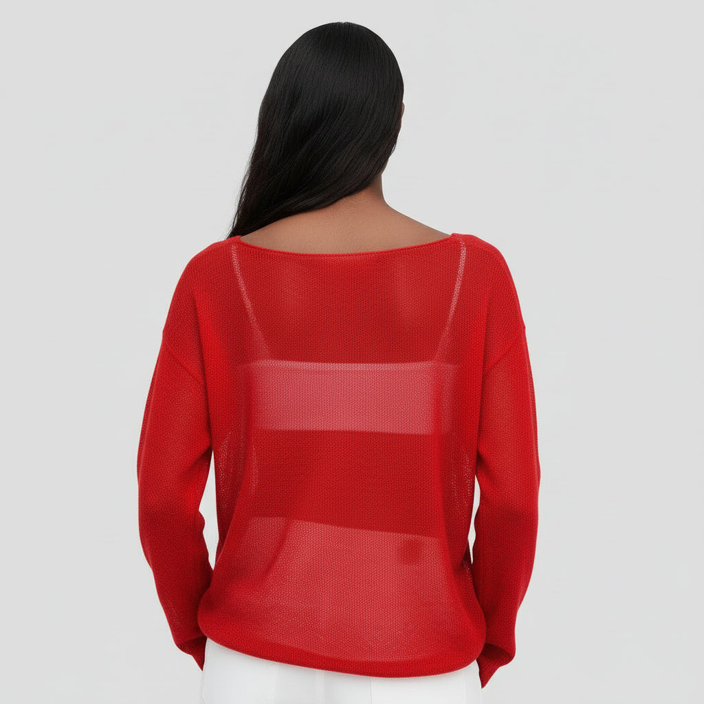 Pull Femme Maille Lâche – Col Large Coupe Décontractée