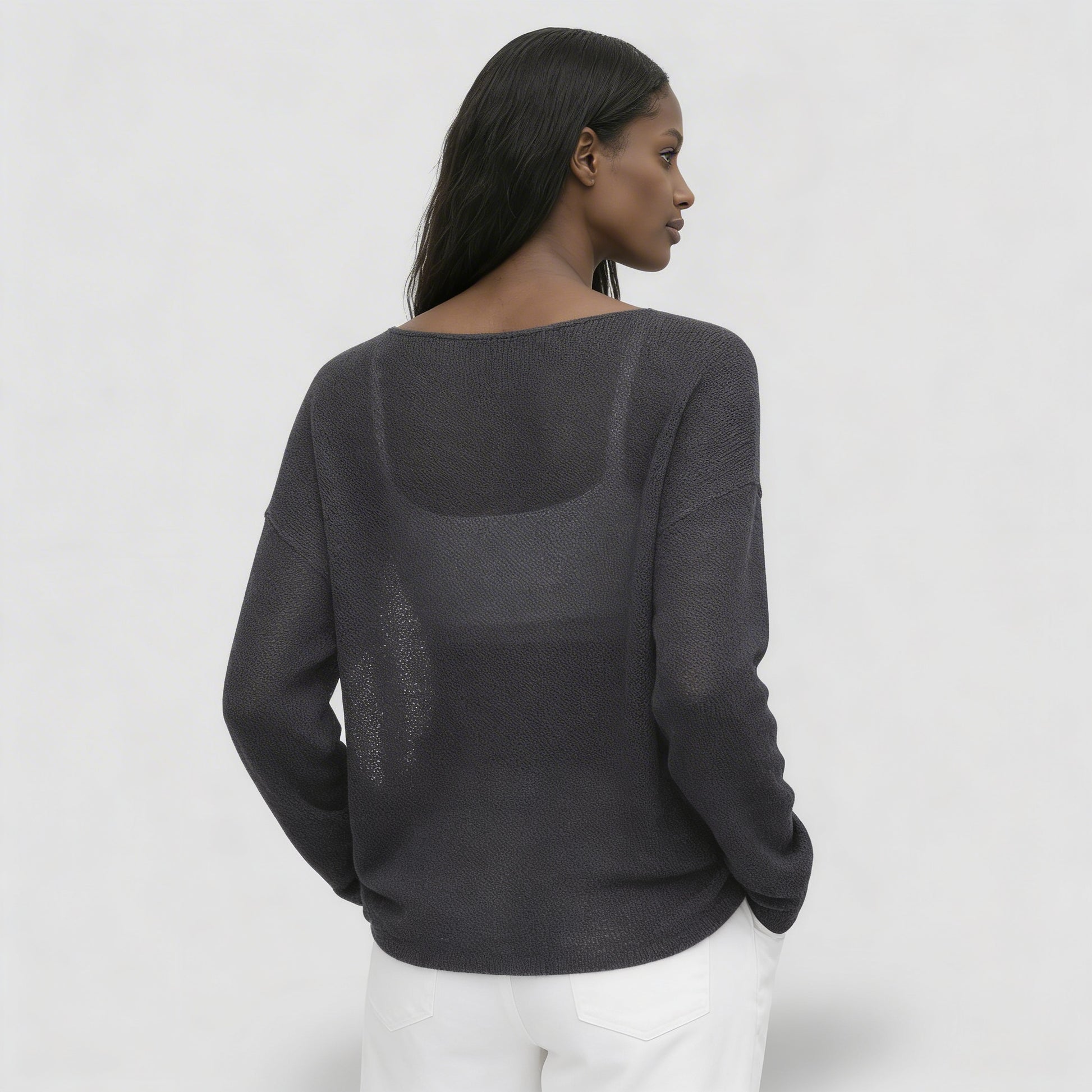 Pull Femme Maille Lâche – Col Large Coupe Décontractée