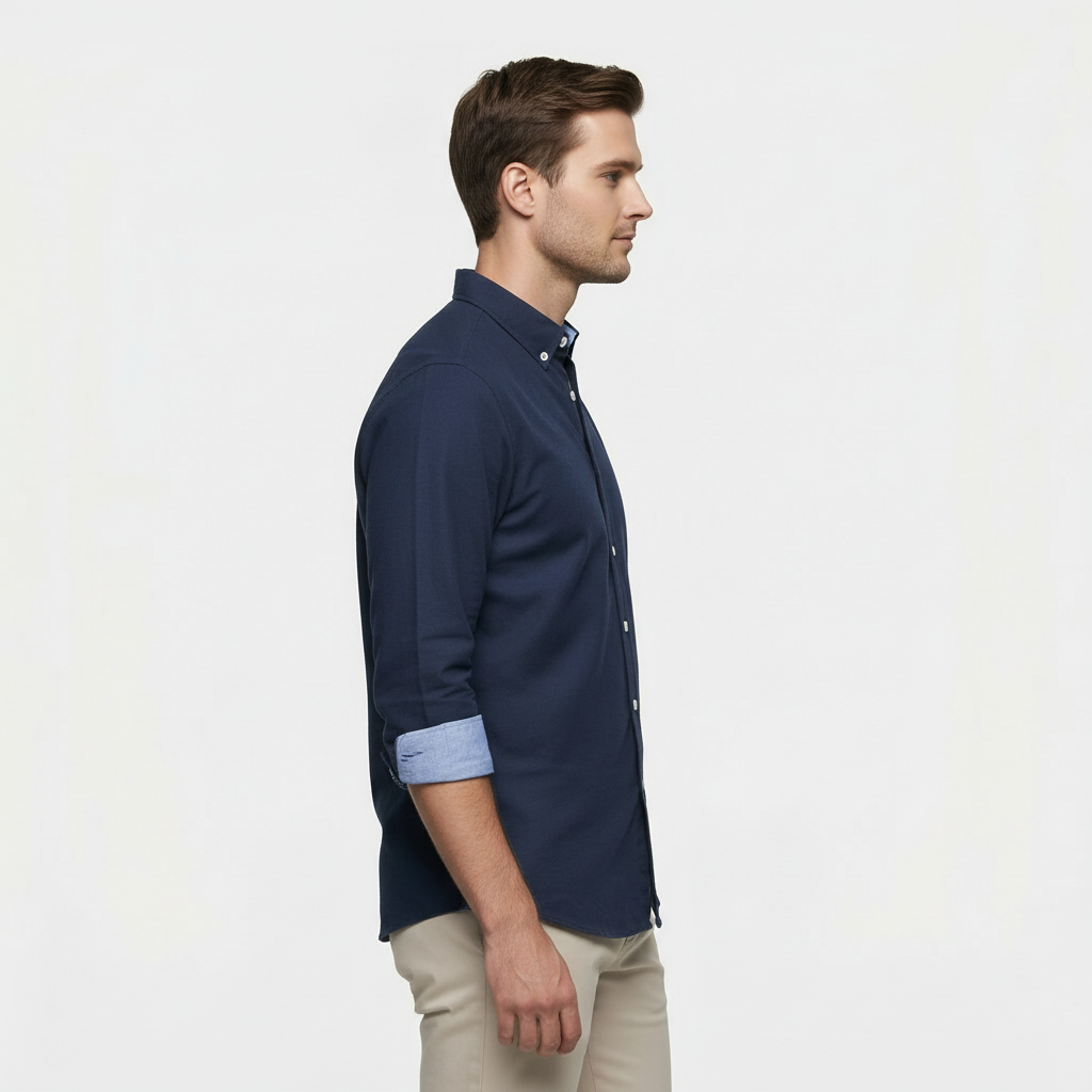 Chemise Homme à Boutons Manches Longues Col Boutonné
