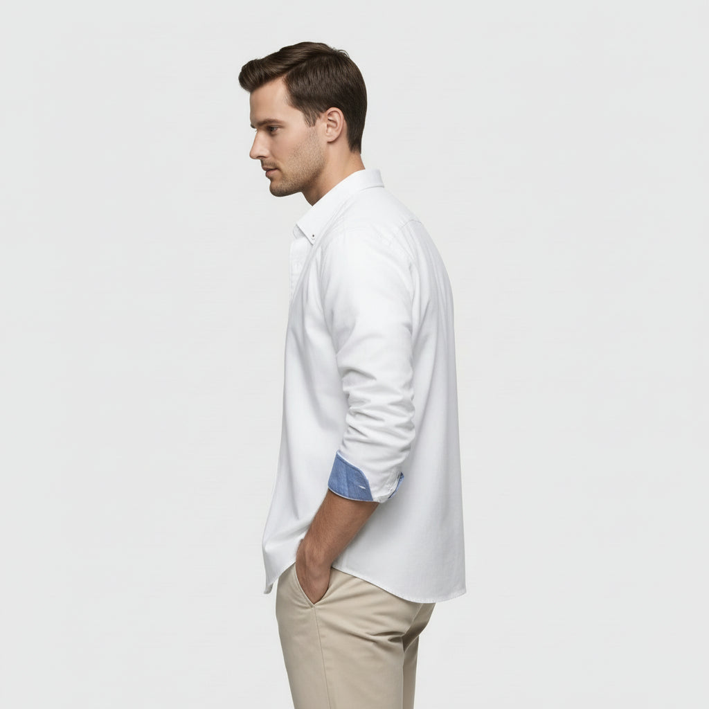 Chemise Homme à Boutons Manches Longues Col Boutonné