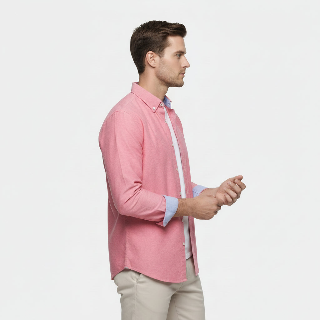 Chemise Homme à Boutons Manches Longues Col Boutonné