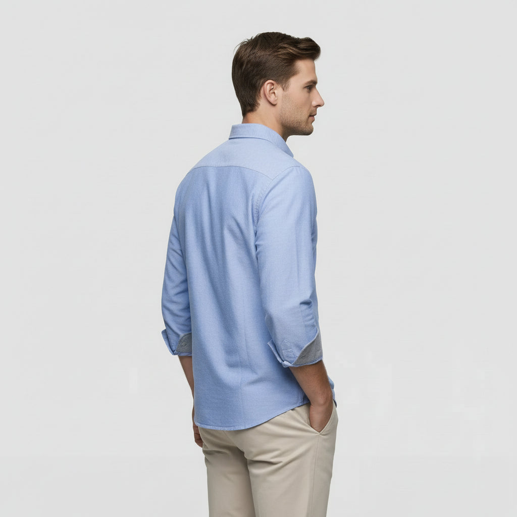 Chemise Homme à Boutons Manches Longues Col Boutonné