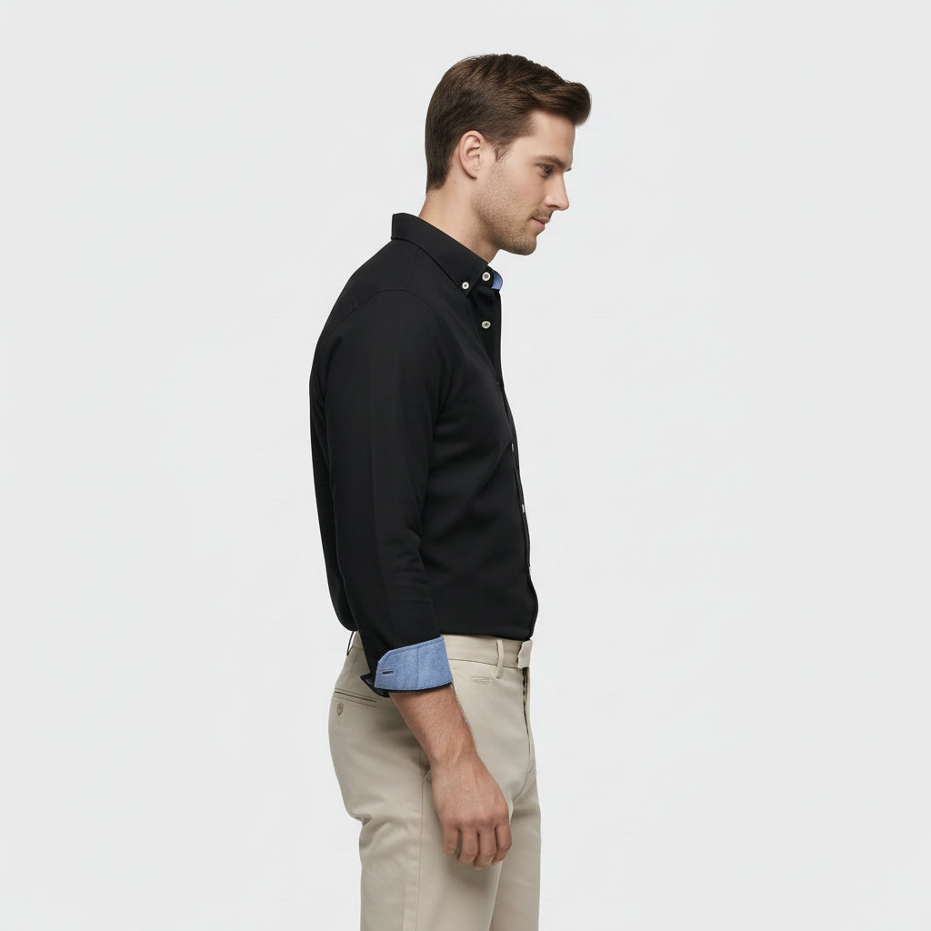 Chemise Homme à Boutons Manches Longues Col Boutonné