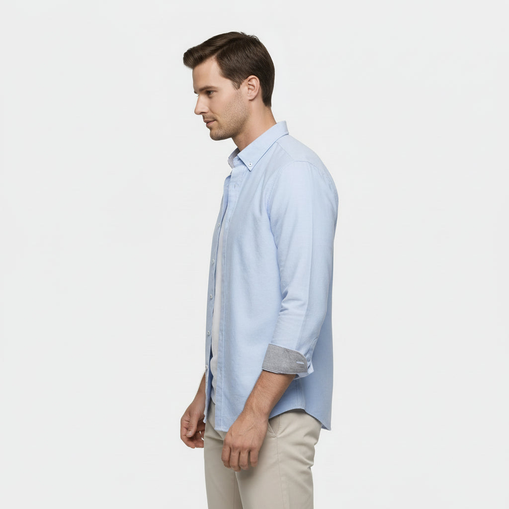 Chemise Homme à Boutons Manches Longues Col Boutonné