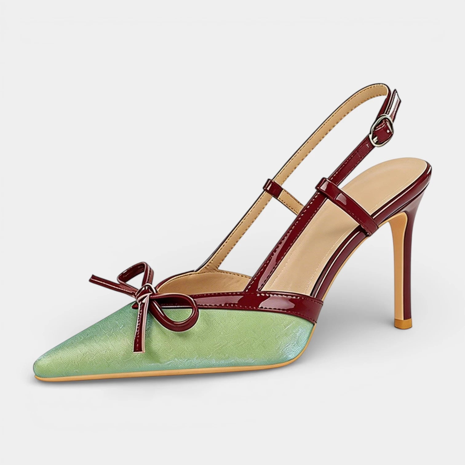 Escarpins Femme à Talon Haut Bout Pointu Bride T Nœud Bride Arrière