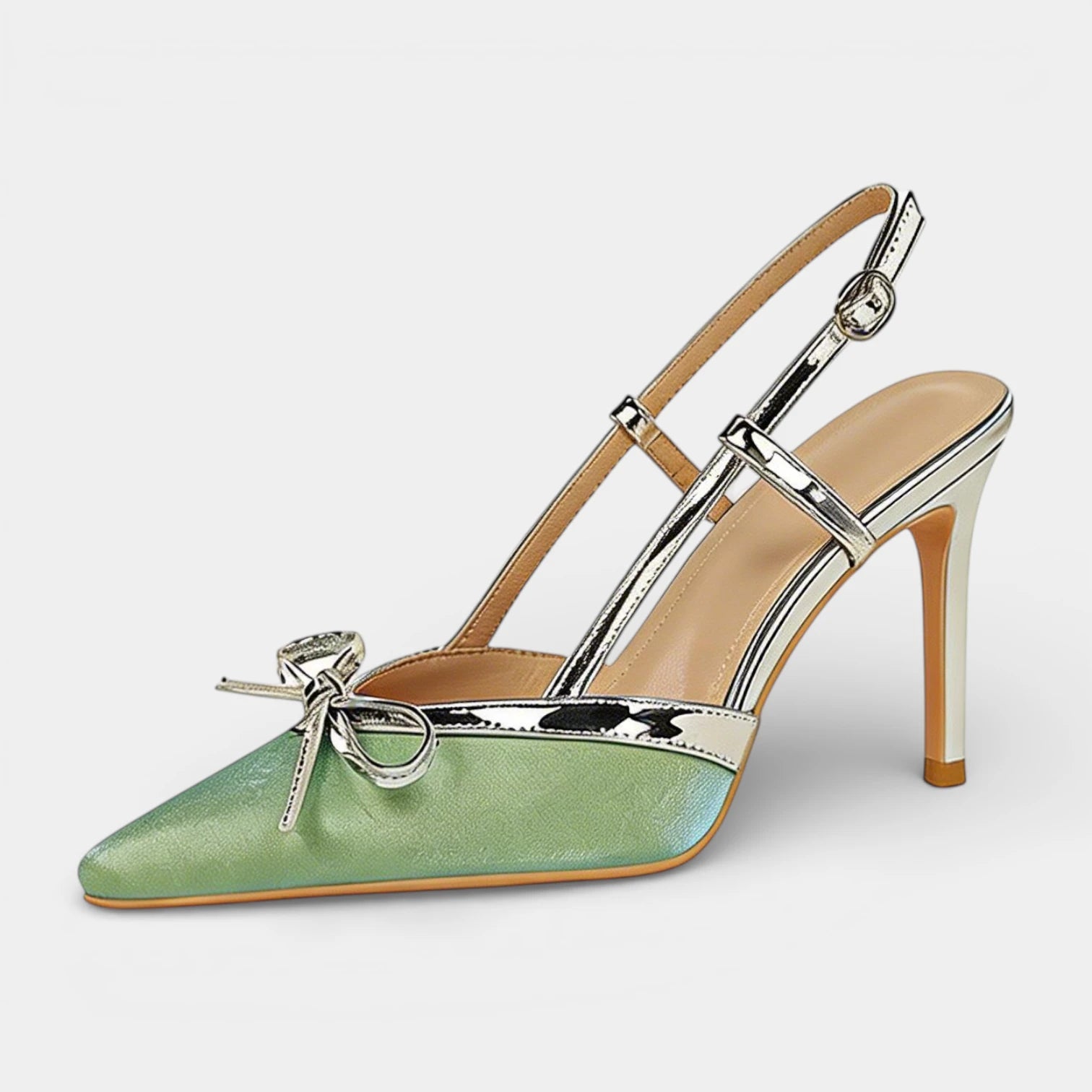 Escarpins Femme à Talon Haut Bout Pointu Bride T Nœud Bride Arrière