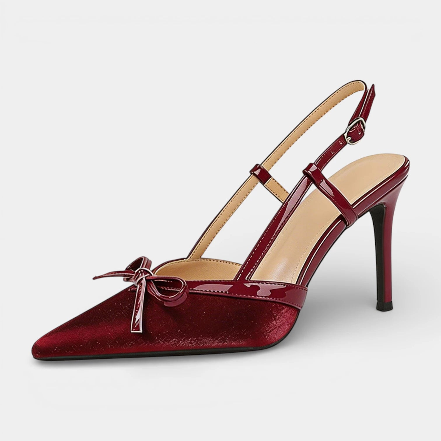 Escarpins Femme à Talon Haut Bout Pointu Bride T Nœud Bride Arrière