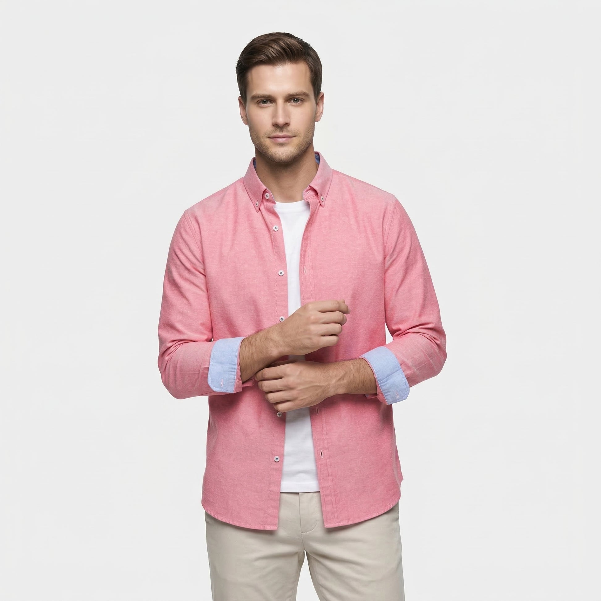 Chemise Homme à Boutons Manches Longues Col Boutonné