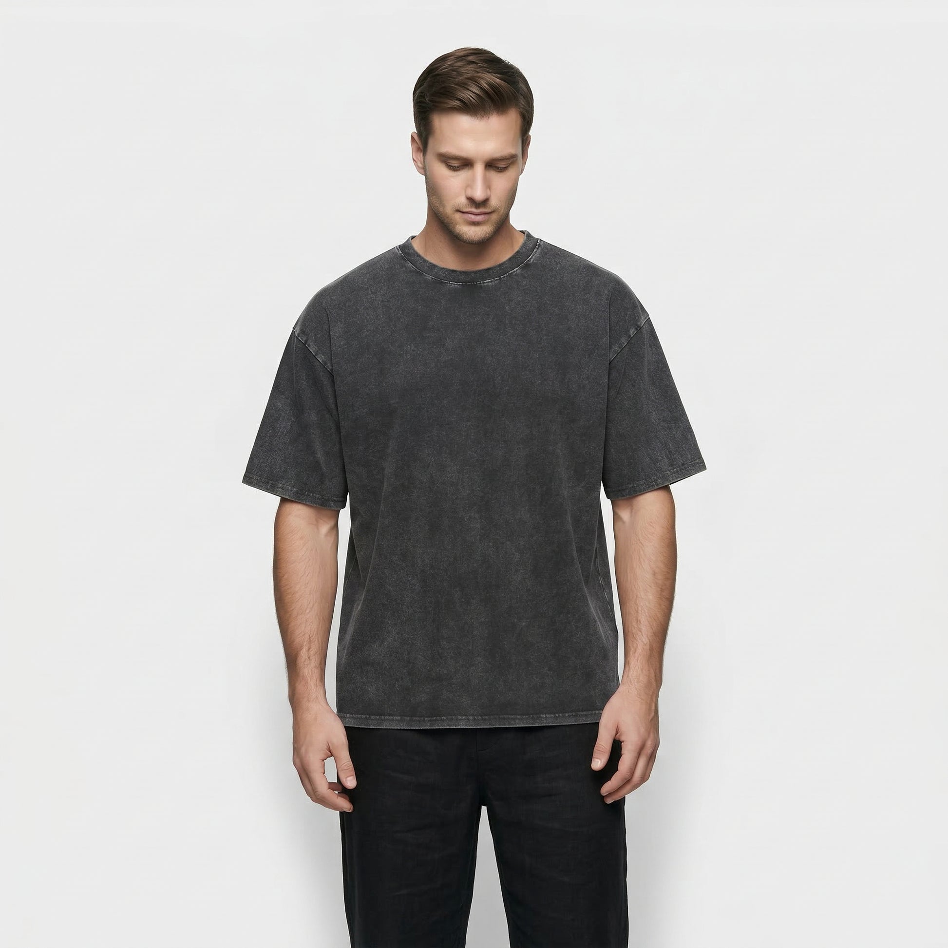 T-shirt Homme Uni à Effet Délavé - Coupe Oversize